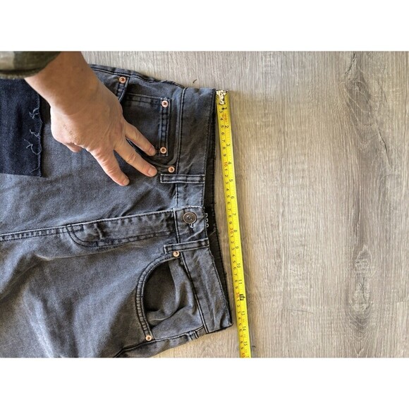 BDG UO Puddle Jeans Women 27 Black Gray Wide Leg Grunge 90s Y2K Patched Denim - Picture 8 of 11